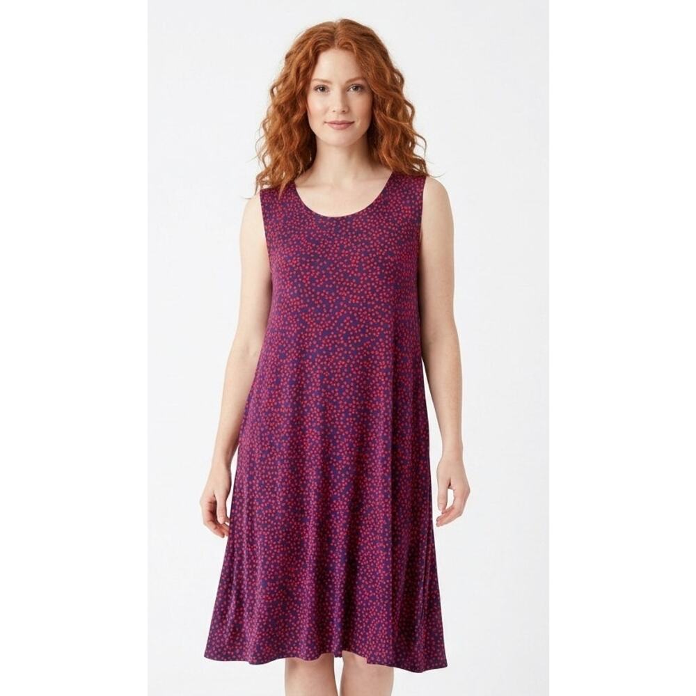 AMAZON ESSENTIALS Women's Midi Dress XL Viscose Elastane Polka Dots Blue Red